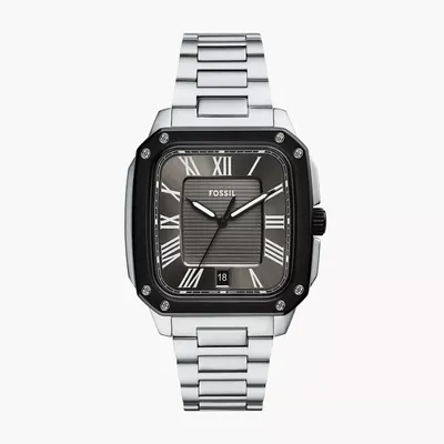 Fossil Men's Crosby Three-Hand Date Rectangular stainless steel Watch
